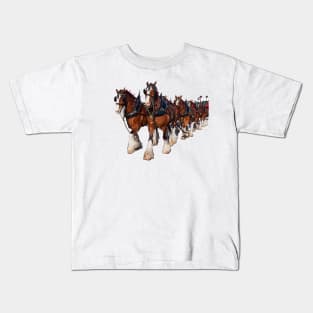 Clydesdale Eight Horse Hitch Kids T-Shirt